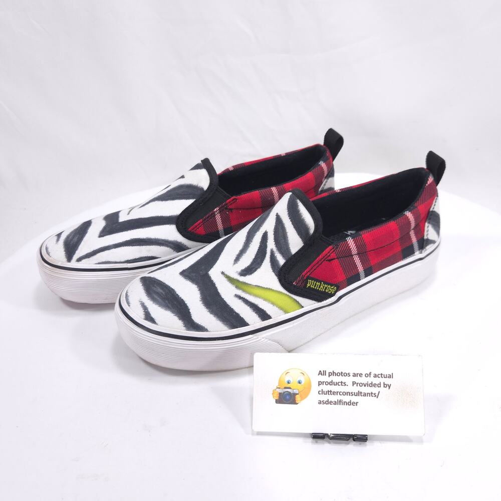 Skecheres Punkrose Slip On Casual Zebra Loafer Flat Womens Size 7 Black White